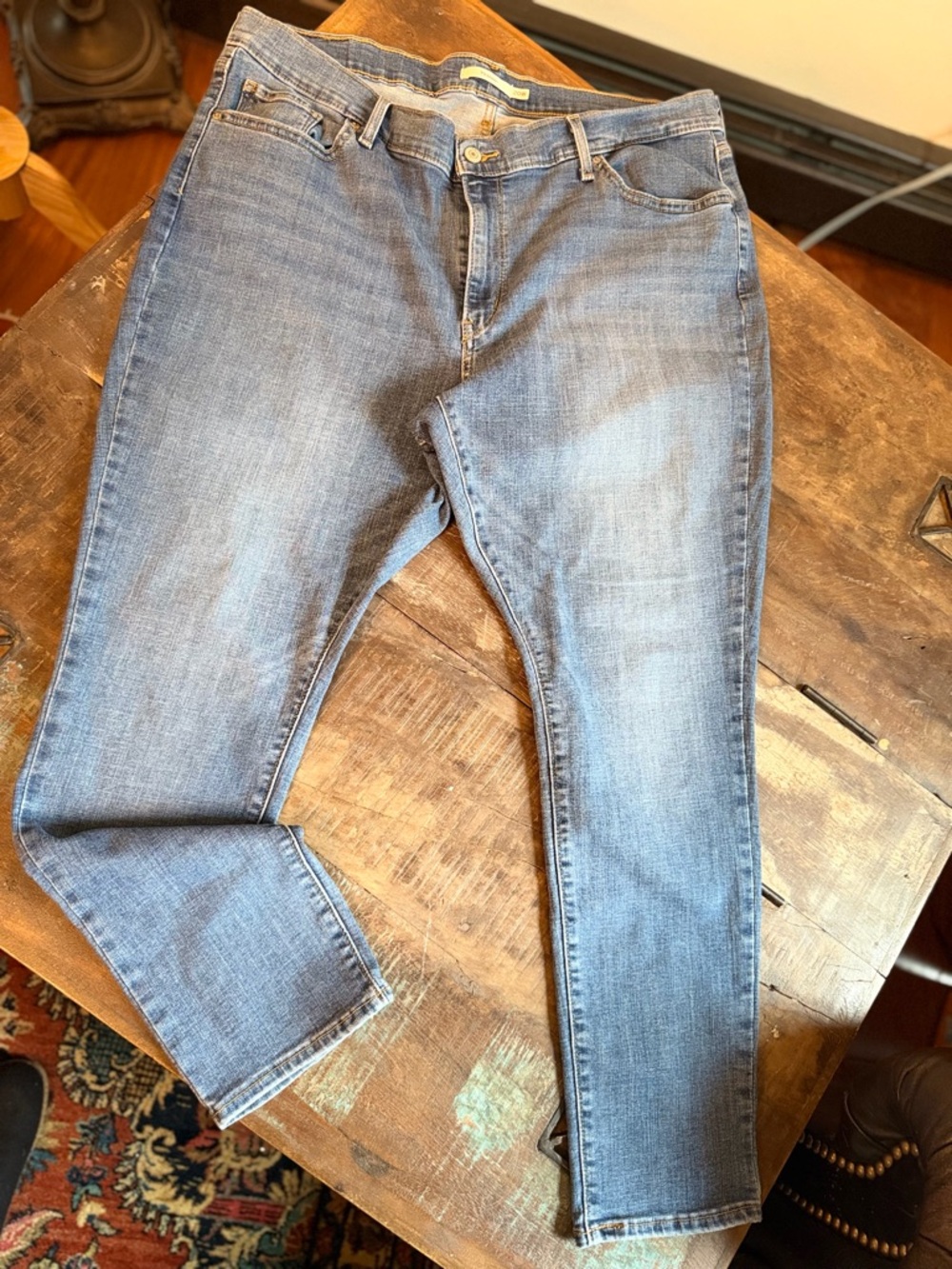 Levi's 711 Skinny Indigo Jeans with Orange Stitching